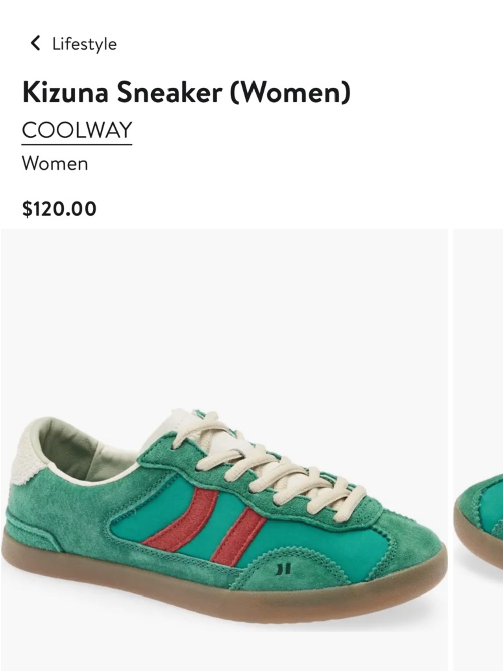 COOLWAY Kizuna Women's Teal Suede Sneakers with Red Stripe